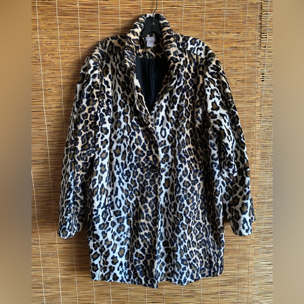 Chico’s Animal Print Faux Fur Jacket.  US 20